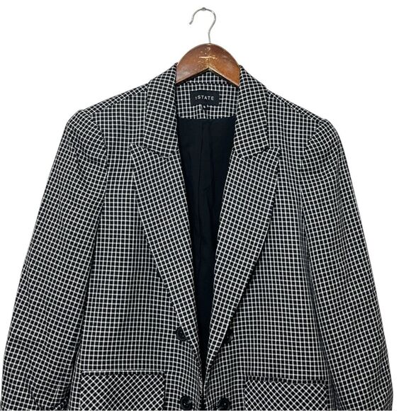 1.STATE Plaid Ruched Sleeve Blazer Women’s Small Black Career Office Checkered - Picture 3 of 10